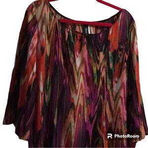 Women's XL Curvesque sheer tunic red Orange maroon green purple pink